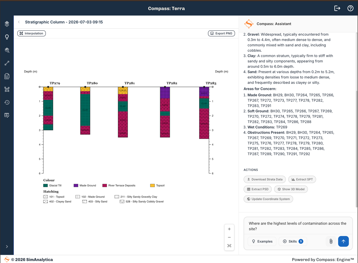 Visualise strata, SPT and particle size in interactive 3D